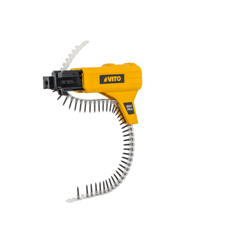 Paquete Vito (PACK9EGO) Ego: Atornillador para paneles de yeso sin escobillas, accesorio de atornillador con avance automático, batería de 3 Ah y cargador.