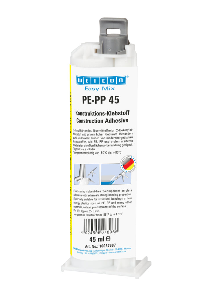 Weicon (10057687) Adhesivo acrílico estructural PE-PP 45 de fácil mezcla