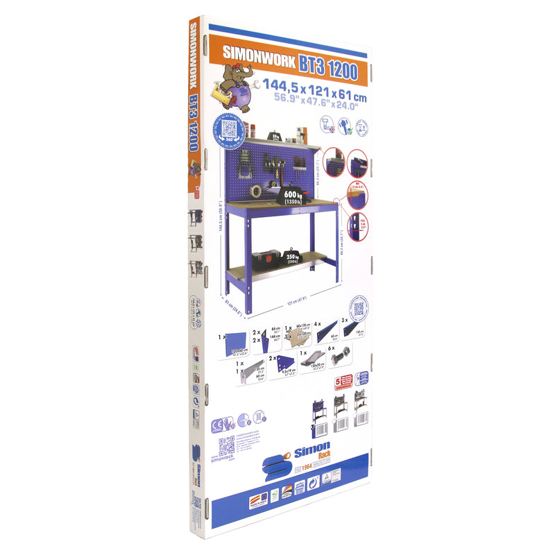 Workbench Simonwork BT3 900 Grey/Wood - (1445x910x610)