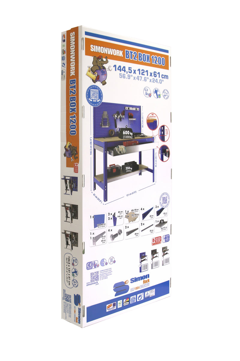 Banco de trabajo Simonwork Mobile BT2 Box 1500 Gris/Madera - (1520x1510x610)