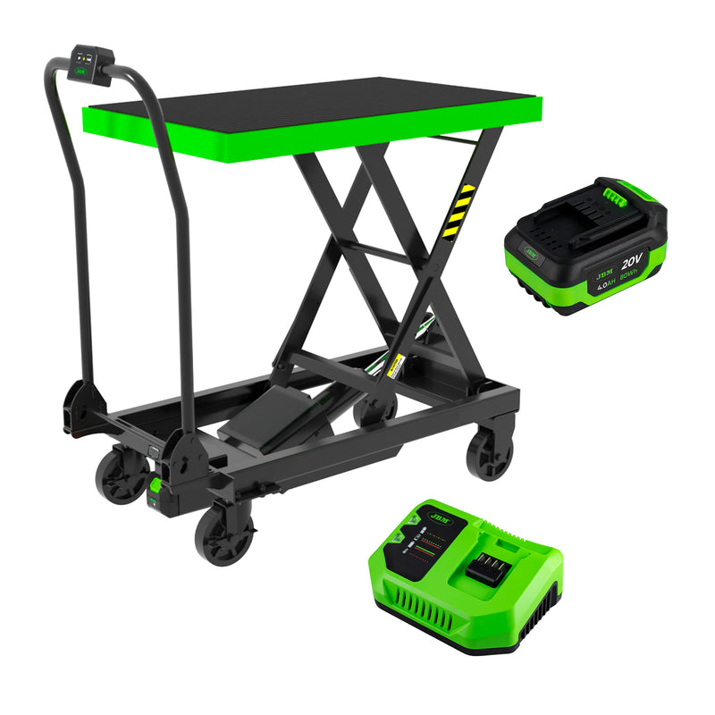 Mesa elevadora hidráulica a batería JBM (PROMO-60072) - 500 kg con batería y cargador incluidos