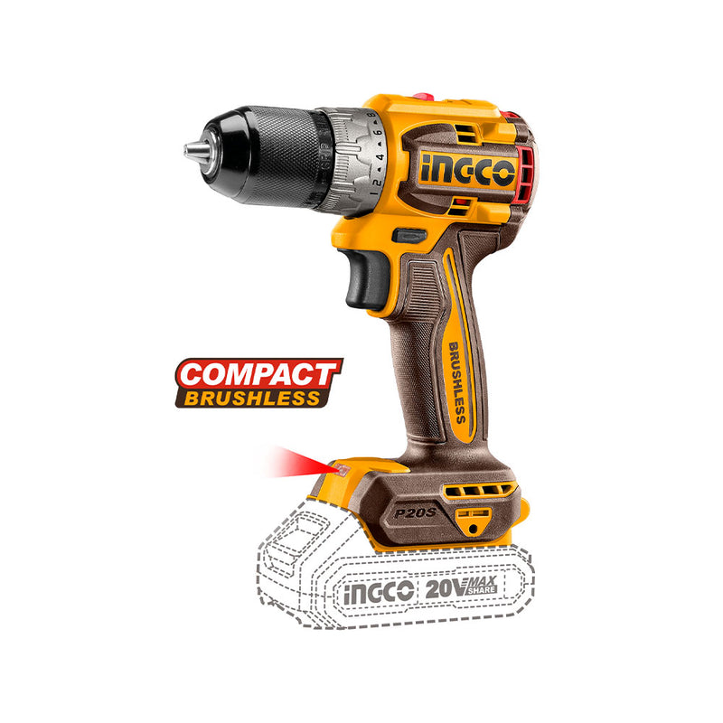 Destornillador INGCO (CDLI20602E) 20V Bru 60nm + 2 pilas 2A + CA + Estuche