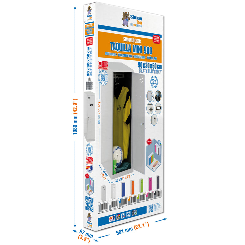 Armário Simonlocker Mon.Single Mini 915x400x500+Pernas Bl/Gr - (1015x400x500)