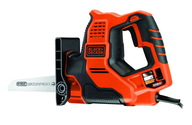 Black&Decker (RS890K-QS) Scorpion 500W 3-mode saw with Autoselect, 23mm stroke, 239-153-134mm blade. With 3 blades and case.