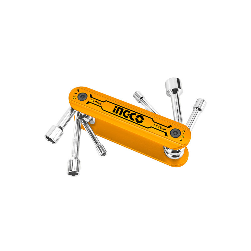 INGCO (HFND0601) Set Of 6 Wrenches For Hexagonal Nuts, Folding Type.