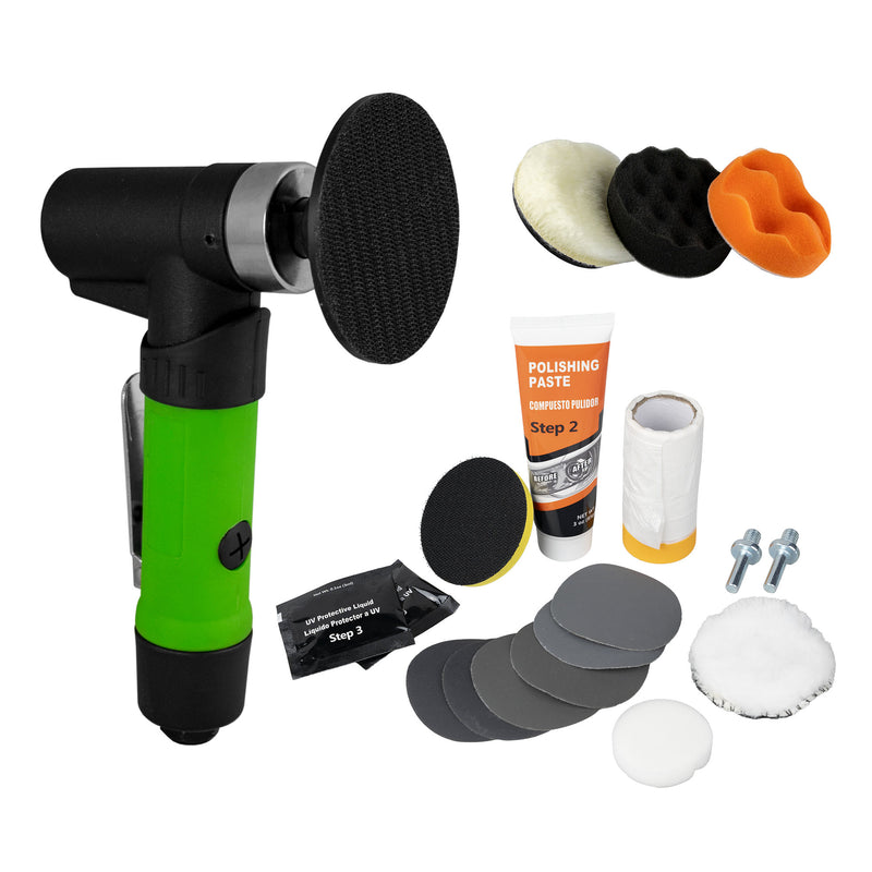 JBM (SERIE262) Polishing Kit: 3" Air Polisher + 12 Headlights Restoration Kits