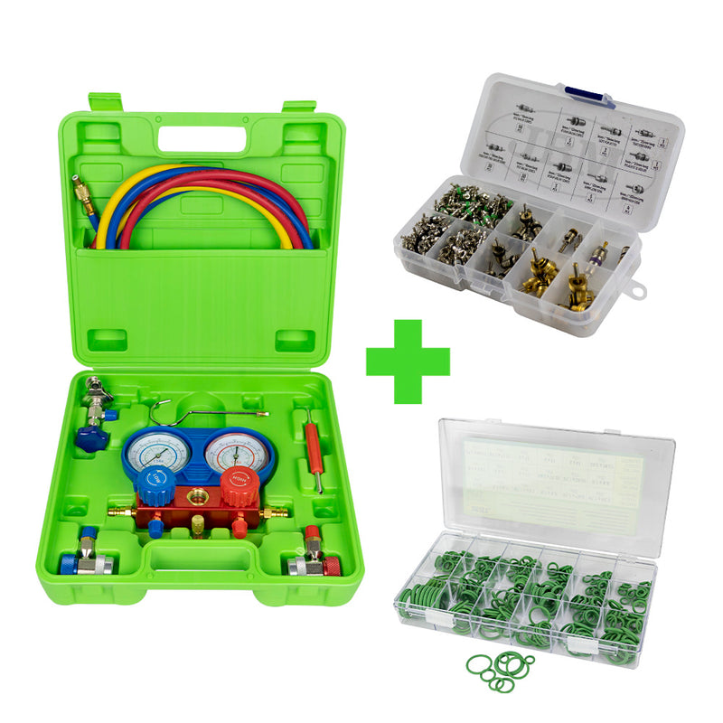 JBM (SERIE374) Serie347: 53456 Air Conditiong Diagnostic Set (Bar) + 53599 Valve Core Set + 50807 O-Ring Set