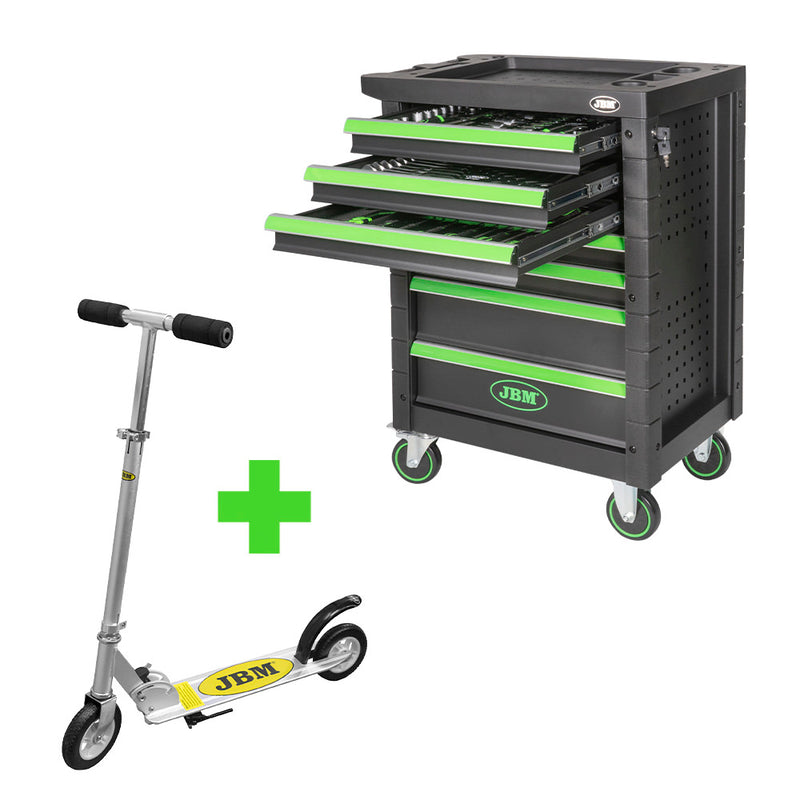 JBM (SERIE379) 53904 7 Drawer Cabinet - Green + 53504 Scooter