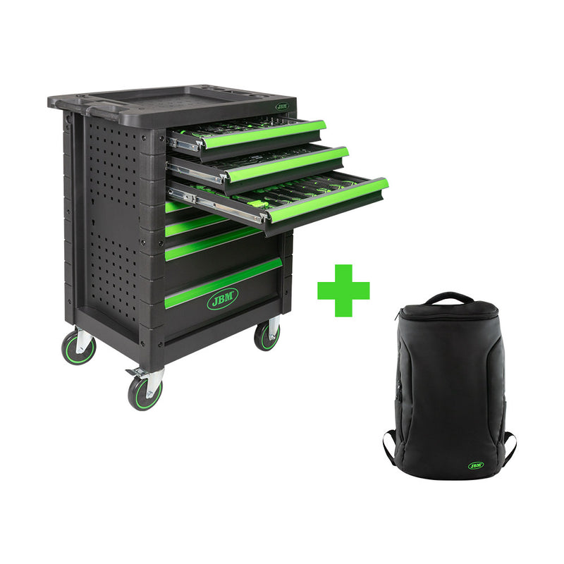 JBM (SERIE384) Promo 7 Drawer Cabinet - Green 53904 + Jbm Backpack 54043