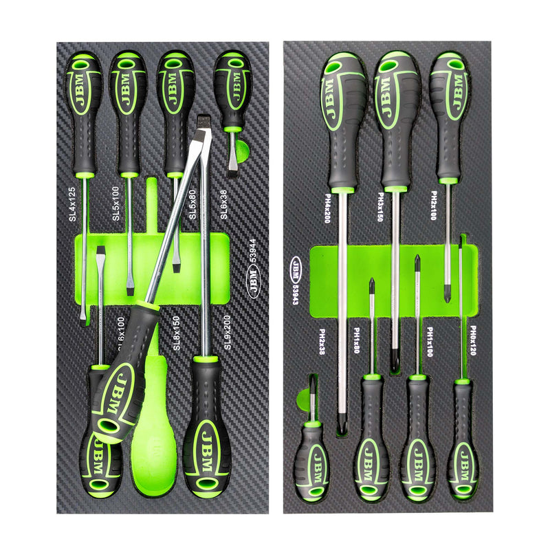 JBM (SERIE410) Promo Set Of 7 Phillips Screwdrivers Eva Tray - Carbon Finish + 53944