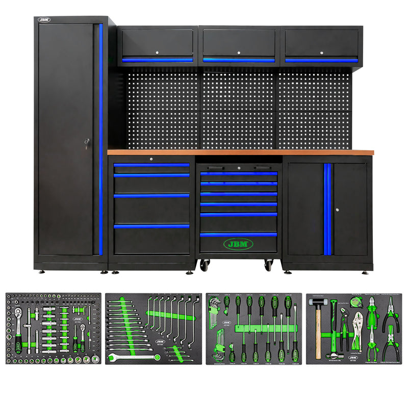 Sistema de almacenamiento modular para taller JBM (SERIE446B) (18 piezas) - Azul