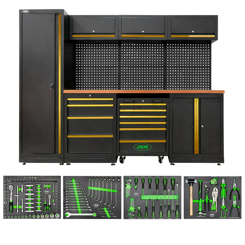 Sistema de armazenamento modular para oficina JBM (SERIE446G) (18 peças) - Dourado