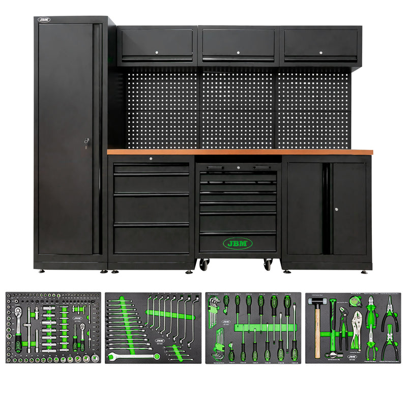 Sistema de armazenamento modular para oficina JBM (SERIE446K) (18 peças) - Preto