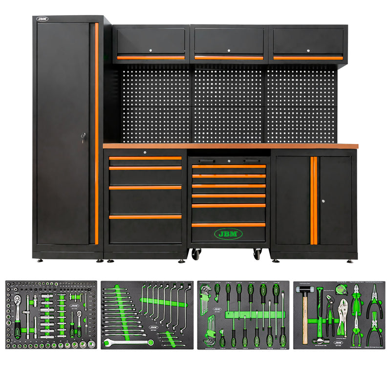 Sistema modular de almacenamiento para taller JBM (SERIE446O) (18 piezas) - Naranja
