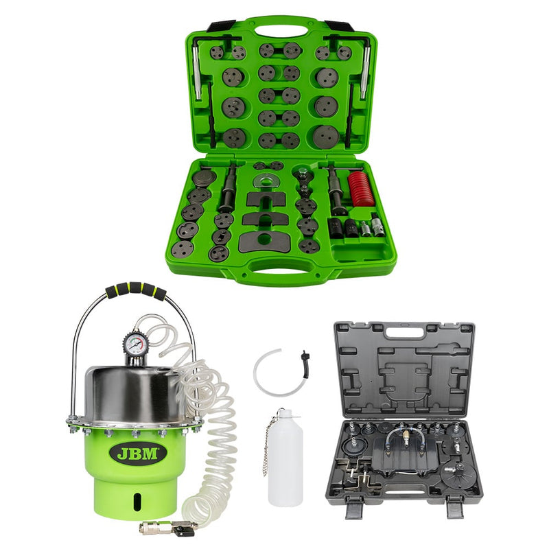 JBM (SERIE453) 52330 Brake Pistons Rewinding Tool Set+ 52191 Professional Brake Bleeder + Master Cylinder