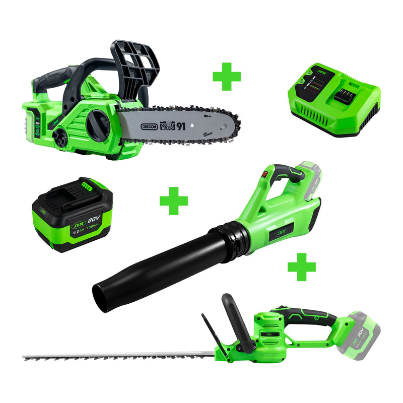 JBM (SÉRIE 467) 60029 Motosserra + 60030 Soprador + 60031 Cortador de sebes + 60015 + 60016