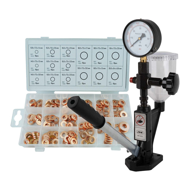JBM (SÉRIE 475) 54391 Testador de Bicos Injetores Diesel + Conjunto de 150 Anéis de Cobre para Injetores 53229