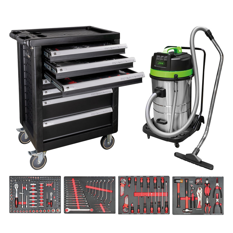 JBM (SERIE483) 43904 7 Drawer Cabinet + 51838 80 Litre Vacuum Cleaner (Dry And Wet)