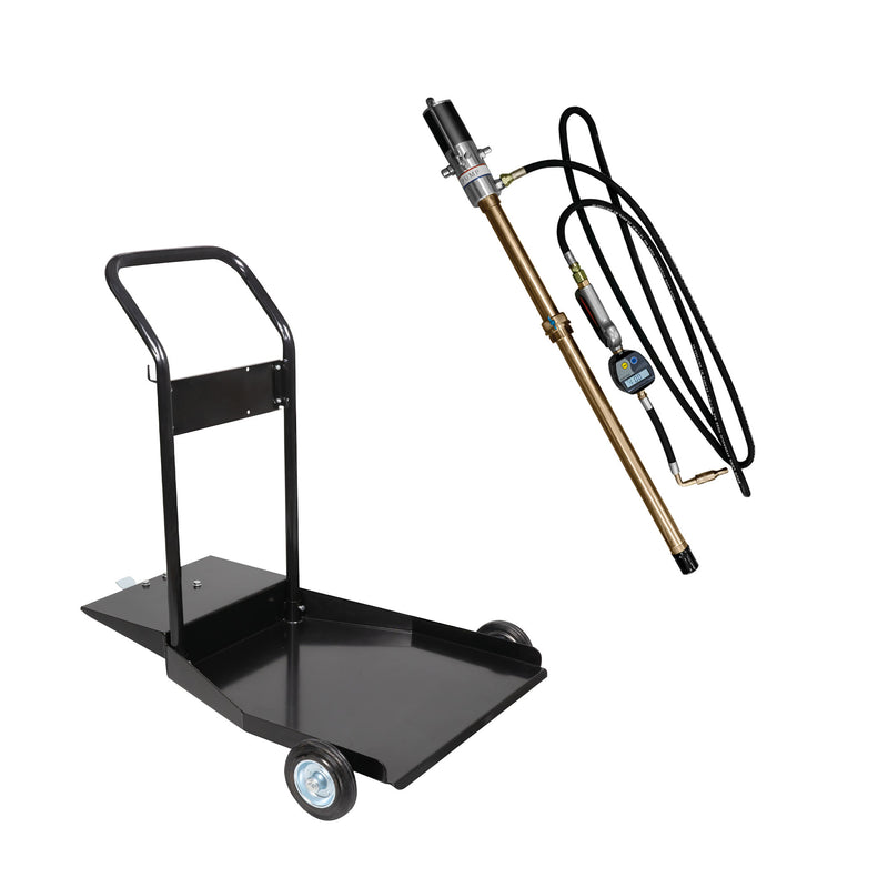 Kit de bomba de óleo pneumática JBM (SÉRIE 487) 50935 + medidor digital do nível de óleo na extremidade da mangueira + carrinho porta-tambor em aço 50924