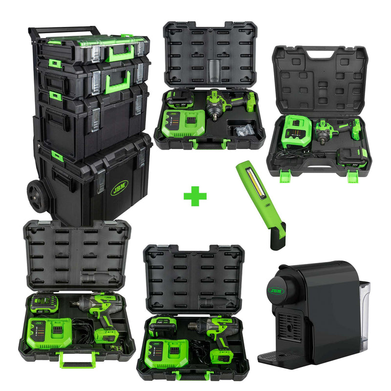 JBM (SERIE493E) Impact Wrench 1/2" 800nm +  1/2 " 1300nm+  1" 2300n +1/2" 1000nm + Led Portable Light + Trolley