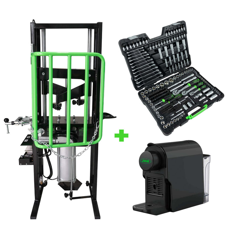 JBM (SERIE494E) Neumatic Coil Spring Compressor 1T + 216 Pieces Hex Socket And Ratchet Spanner