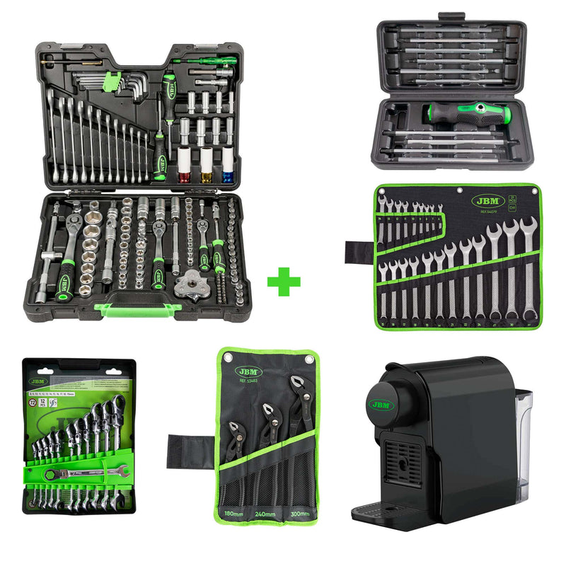 JBM (SERIE516E) 54082 132 Pieces Hexagonal Socket Tool Set + 51318 + 54079 + 53010 + 53483