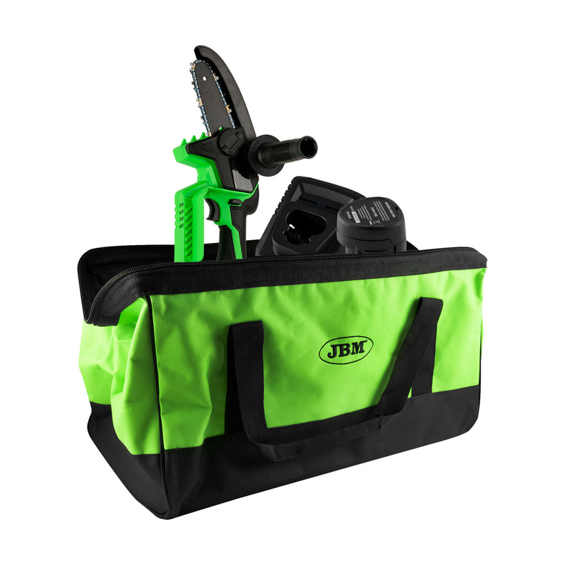 JBM (SÉRIE 568) 60056 Mini Motosserra 12V + 60025 Carregador 12V + 60026 Bateria de Ião-Lítio 2.0 Ah + 53782 Bolsa