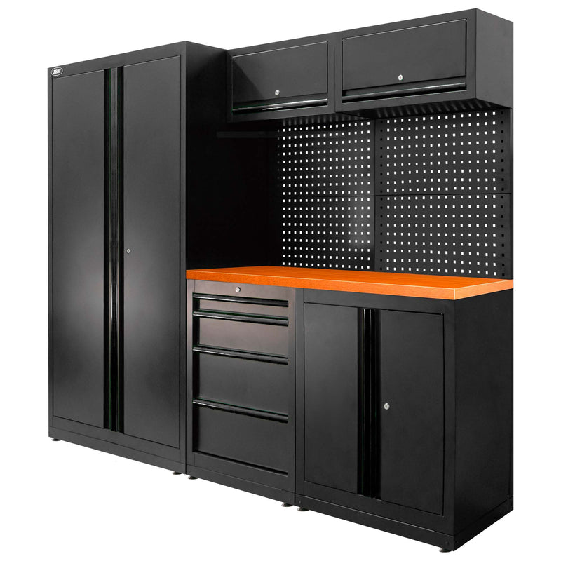 Juego de mobiliario modular JBM (SERIE579K) (13 piezas) - Juego con armario de dos puertas (Ref. 18105) - Negro