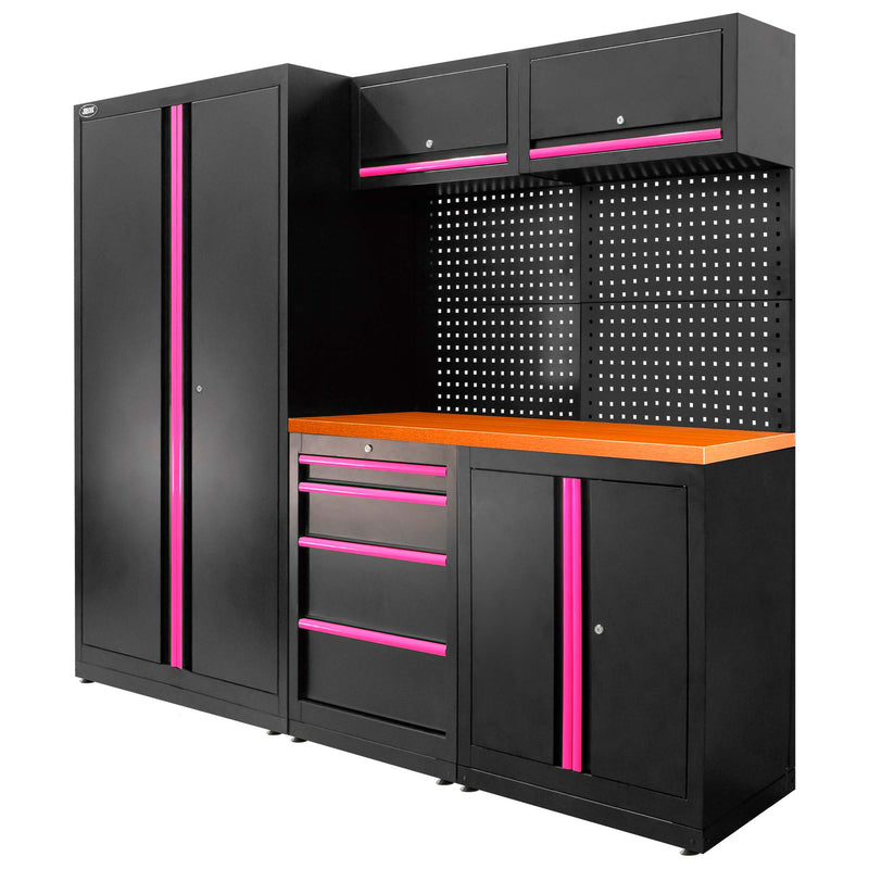Juego de muebles modulares JBM (SERIE579P) (13 piezas) - Conjunto con armario de dos puertas (Ref. 18105) - Rosa