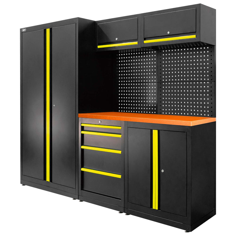 Juego de muebles modulares JBM (SERIE579Y) (13 piezas) - Conjunto con armario de dos puertas (Ref. 18105) - Amarillo