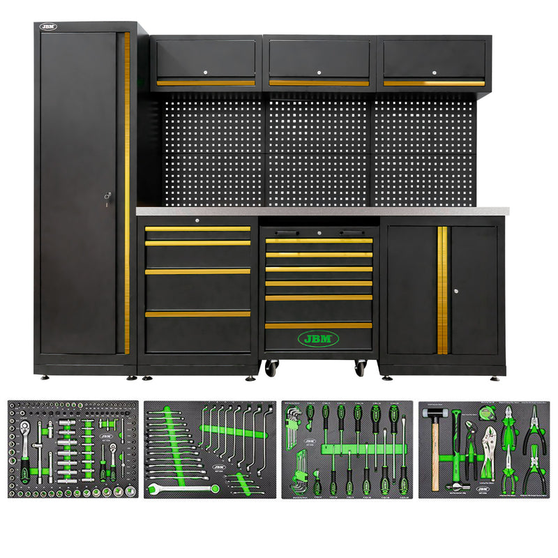 JBM (SERIE588G) Sistema de almacenamiento modular para taller (18 piezas) - Dorado