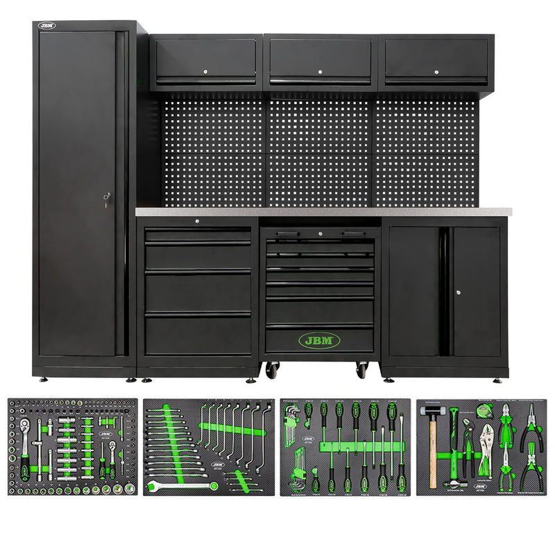 Sistema de armazenamento modular para oficina JBM (SERIE588K) (18 peças) - Preto