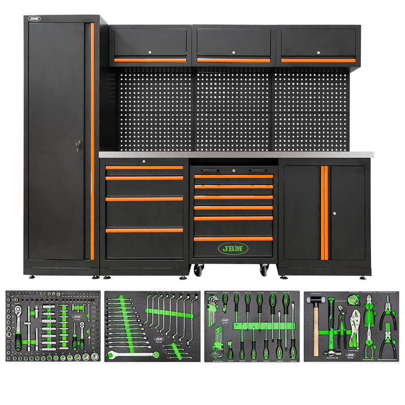 Sistema de armazenamento modular para oficina JBM (SERIE588O) (18 peças) - Laranja