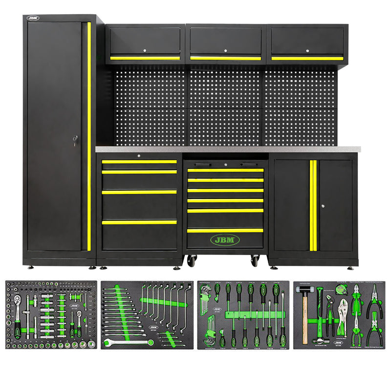 Sistema de armazenamento modular para oficina JBM (SERIE588Y) (18 peças) - Amarelo