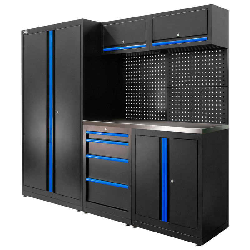 Conjunto de mobiliario modular JBM (SERIE595B) (13 piezas) - Conjunto con armario de dos puertas (Ref. 18105) - Azul