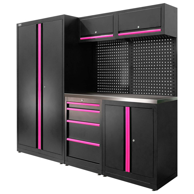 Juego de mobiliario modular JBM (SERIE595P) (13 piezas) - Conjunto con armario de dos puertas (Ref. 18105) - Rosa