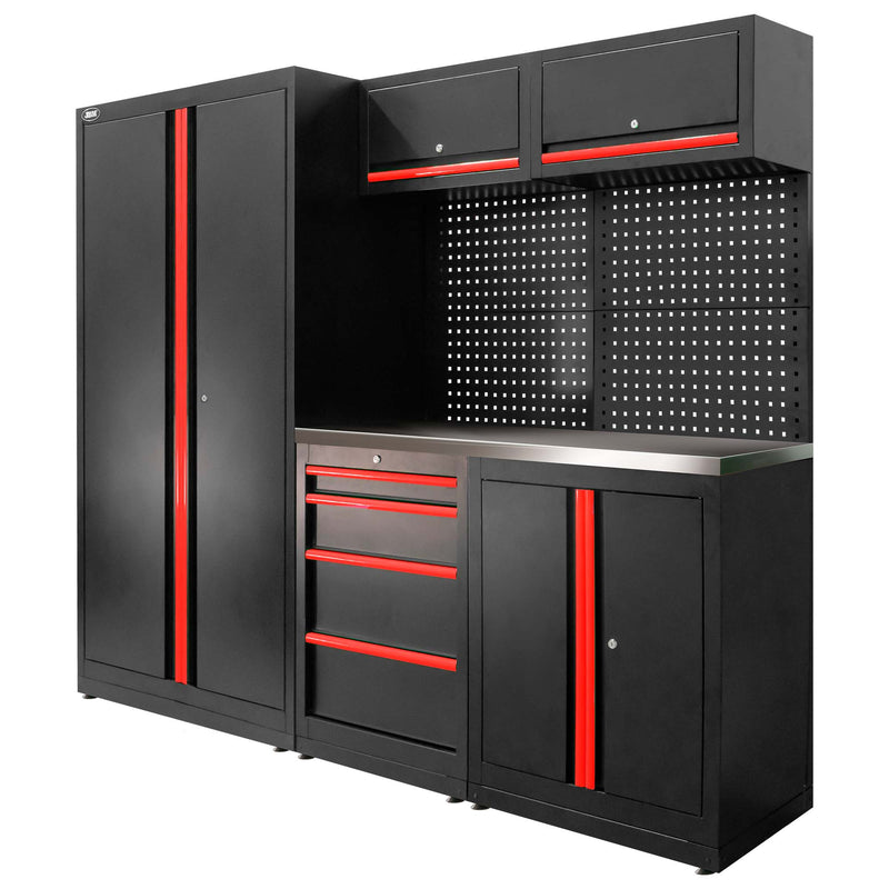 Juego de muebles modulares JBM (SERIE595R) (13 piezas) - Conjunto con armario de dos puertas (Ref. 18105) - Rojo