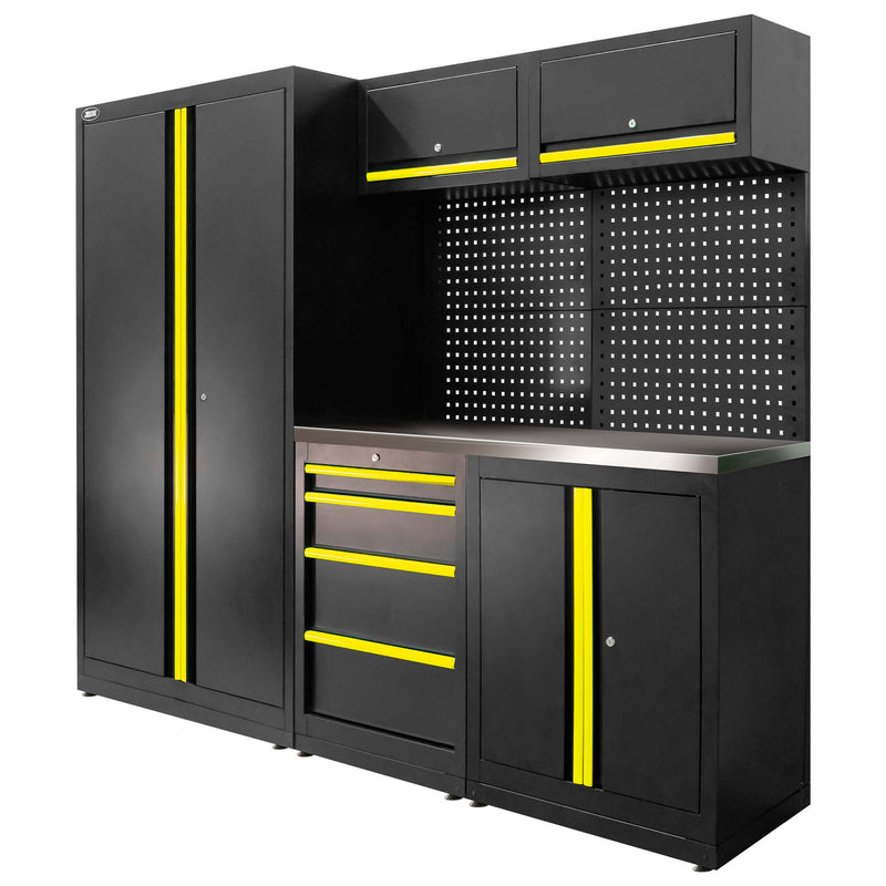 Juego de muebles modulares JBM (SERIE595Y) (13 piezas) - Conjunto con armario de dos puertas (Ref. 18105) - Amarillo