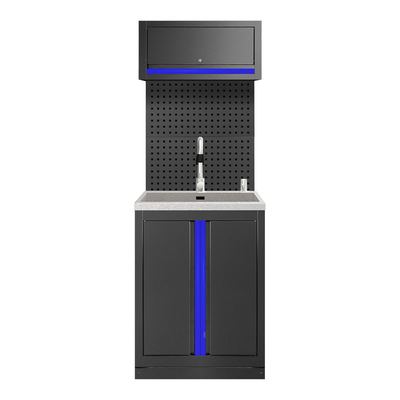 Juego de muebles modulares JBM (SERIE596B) (6 piezas) – Extensión de armario con fregadero (Ref. 18103) – Azul
