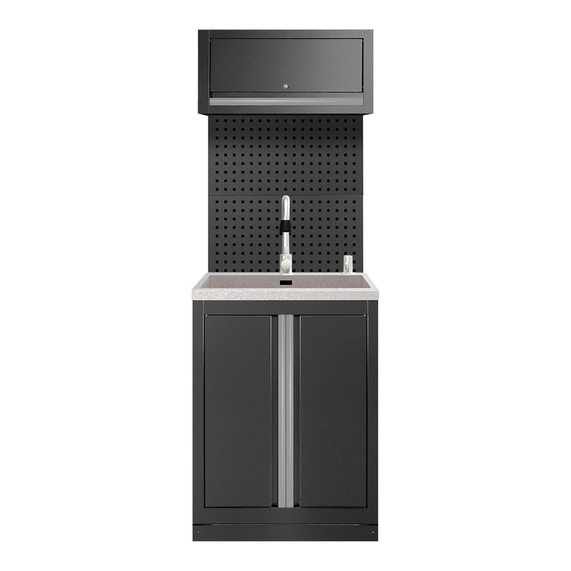 Juego de muebles modulares JBM (SERIE596S) (6 piezas) – Extensión de armario con fregadero (Ref. 18103) – Plateado