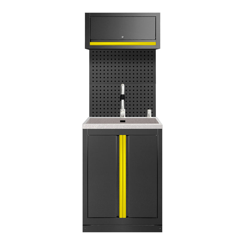 Juego de muebles modulares JBM (SERIE596Y) (6 piezas) – Extensión de armario con fregadero (Ref. 18103) – Amarillo