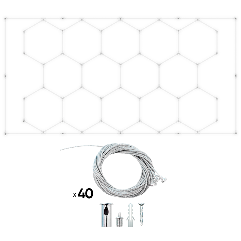 Juego de luces LED hexagonales JBM (SERIE619) con kit de cable colgante metálico
