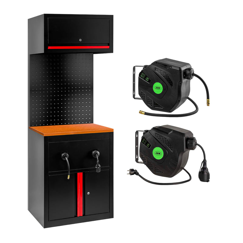 Conjunto de mobiliario modular JBM (SERIE627R) (9 piezas) - Extensión de armario para enrolladores de manguera (Ref. 18403) - Rojo
