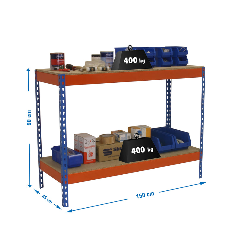 Banco de trabajo Simonwork Basic 2 901545-2 Azul/Naranja/Madera - (900x1500x450)