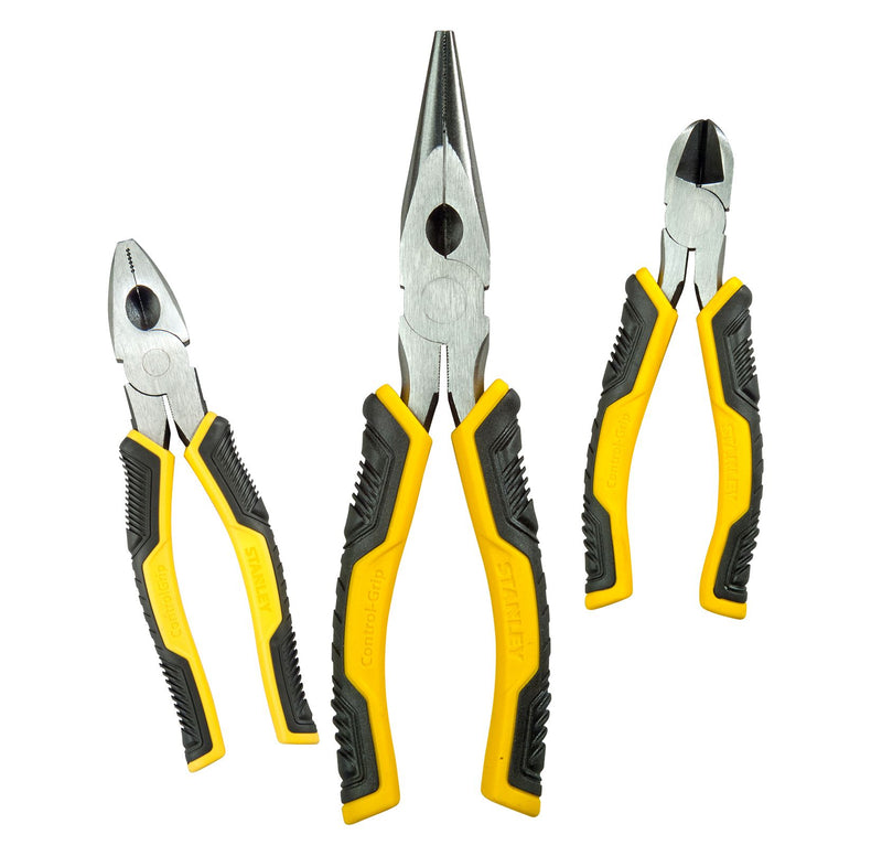 Stanley (STHT0-75094) 3 Piece DYNAGRIP Pliers 150mm Combination/Diagonal Cutting/Long Nose Pliers