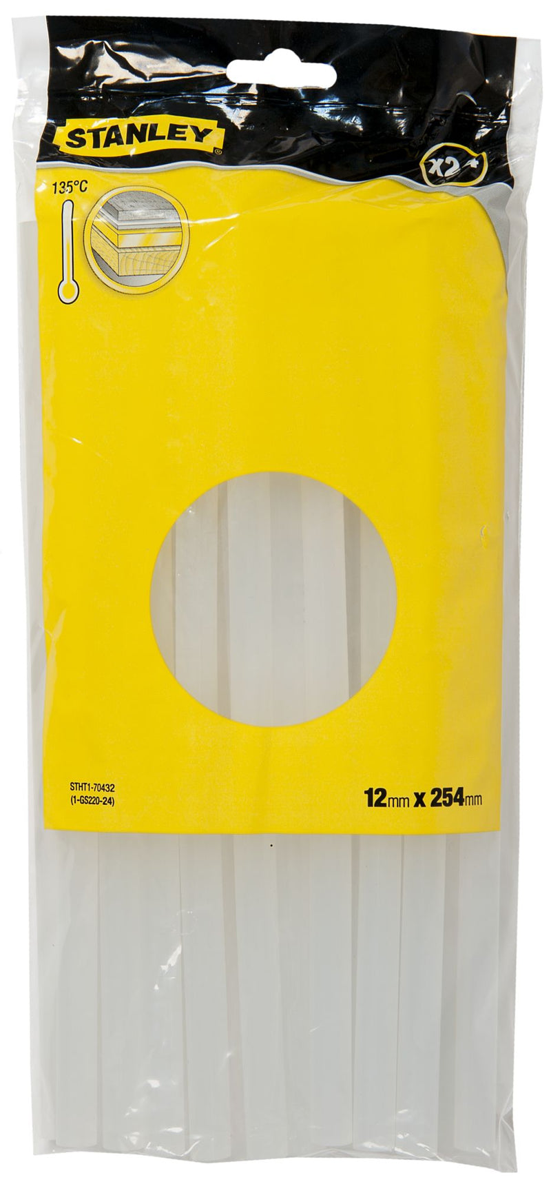 Stanley (STHT1-70432) Barras de pegamento transparentes de 12 mm (paquete de 24)