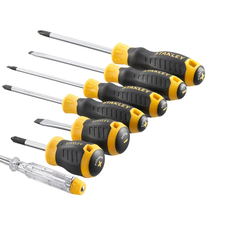 Stanley (STHT16166-0) CUSHION GRIP Flared Phillips Screwdriver Set With Voltage Tester(7 pc.)