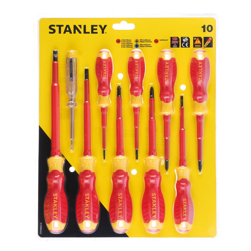 Stanley (STHT60032-0) Chaves de fendas VDE Slim Pozidriv Phillips com fenda Conjunto de 10 peças.
