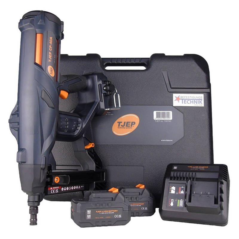 Pregador de Betão sem fio TJEP (CP-40A) + 2x18V + 1000 pinos