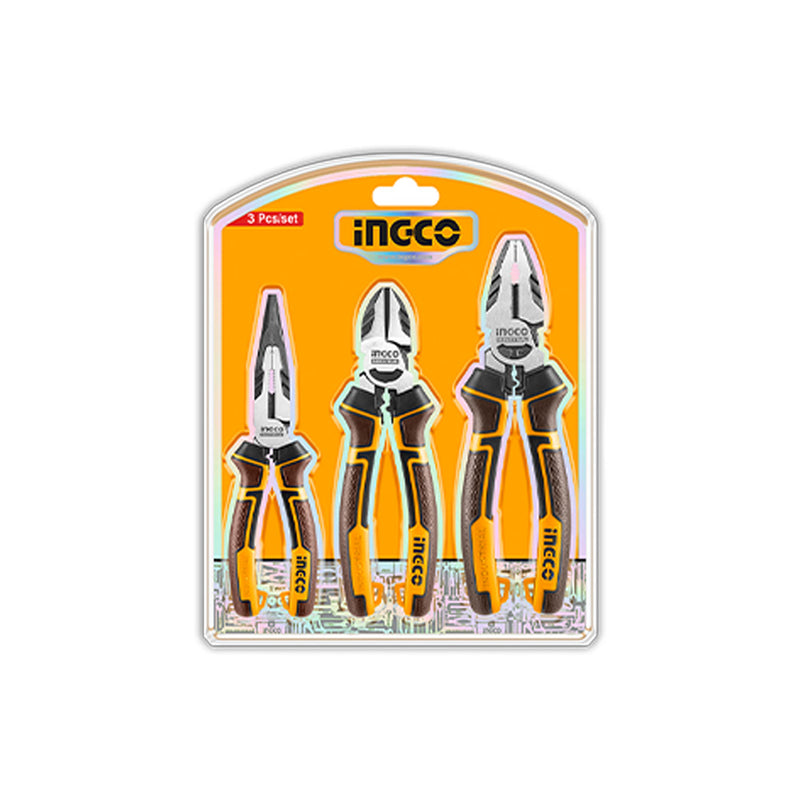 INGCO (HKHLPS2831) Set Of 3 High-Leverage Pro Pliers In Blister Pack.